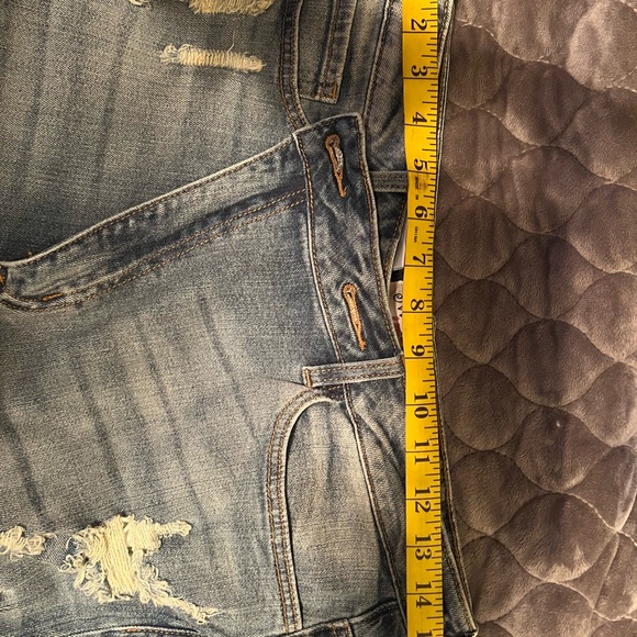 Limitless Asymmetrical Zip Straight Leg Jeans ~ in Medium Wash Vintage and Camo - Picture 6 of 7